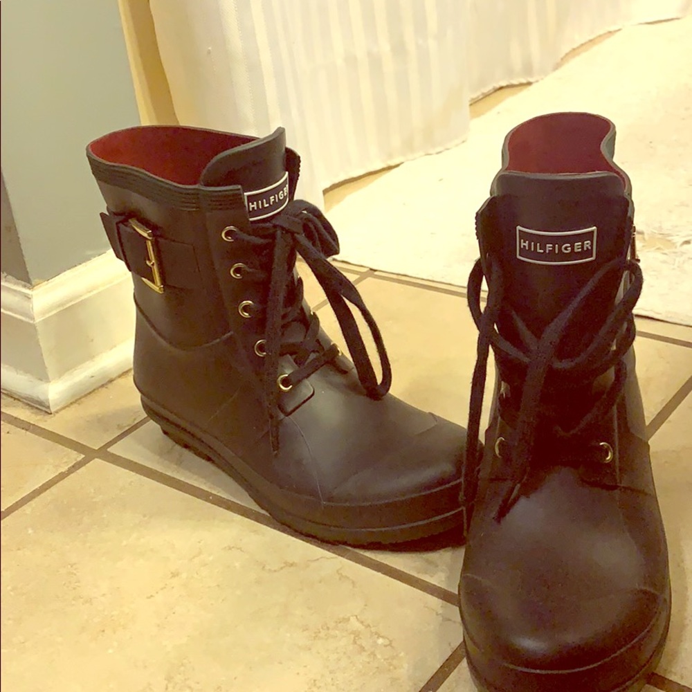 Tommy Hilfiger rain boots.